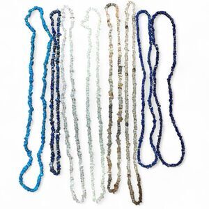 8 Semi Precious Stone Necklaces Onyx Flourite Turquoise Quartz Lapis Sodalite